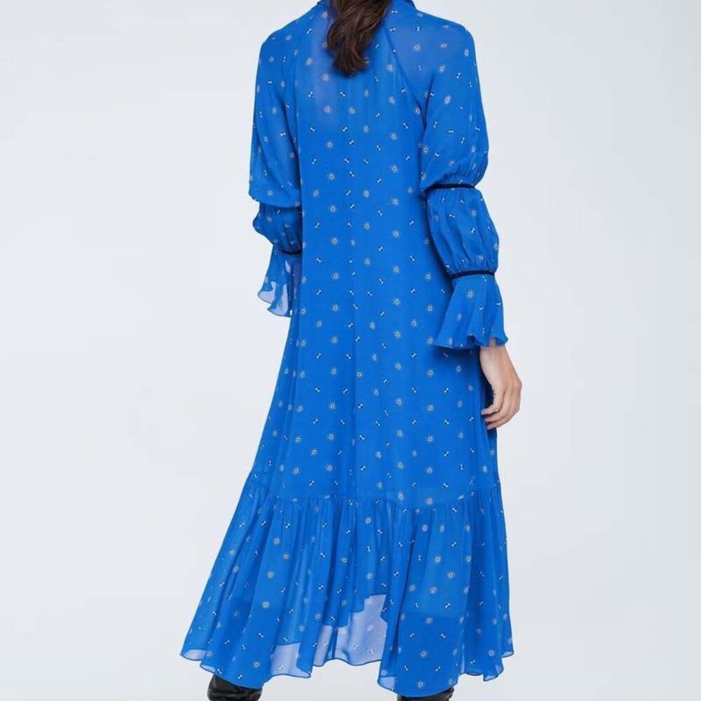 Dorothee Schumacher Something Blue Dress-Blue Tie Print- Size 5 (XL) - Picture 2 of 8
